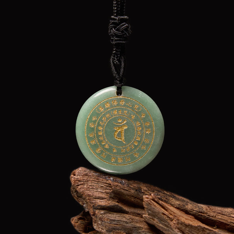 Buddha Stones Vairocana Tathagata Sanskrit Mantra Various Crystal Black Obsidian Green Aventurine Strength Necklace Pendant - Green Aventurine - image 13
