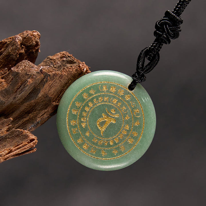 Buddha Stones Vairocana Tathagata Sanskrit Mantra Various Crystal Black Obsidian Green Aventurine Strength Necklace Pendant - image 14