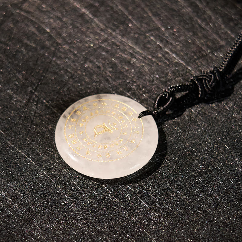 Buddha Stones Vairocana Tathagata Sanskrit Mantra Various Crystal Black Obsidian Green Aventurine Strength Necklace Pendant - image 9