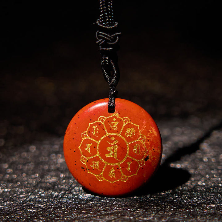 Buddha Stones Om Mani Padme Hum Natural Various Crystal Black Obsidian Strength Necklace Pendant - image 20