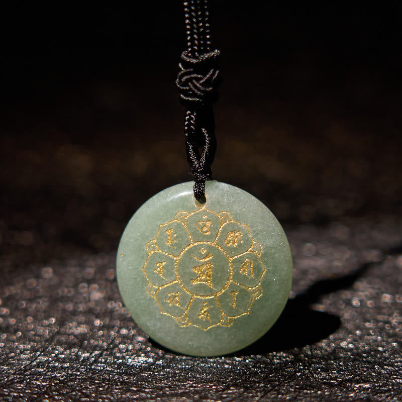 Buddha Stones Om Mani Padme Hum Natural Various Crystal Black Obsidian Strength Necklace Pendant - image 14