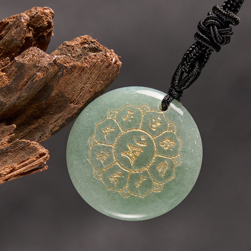 Buddha Stones Om Mani Padme Hum Natural Various Crystal Black Obsidian Strength Necklace Pendant - image 15