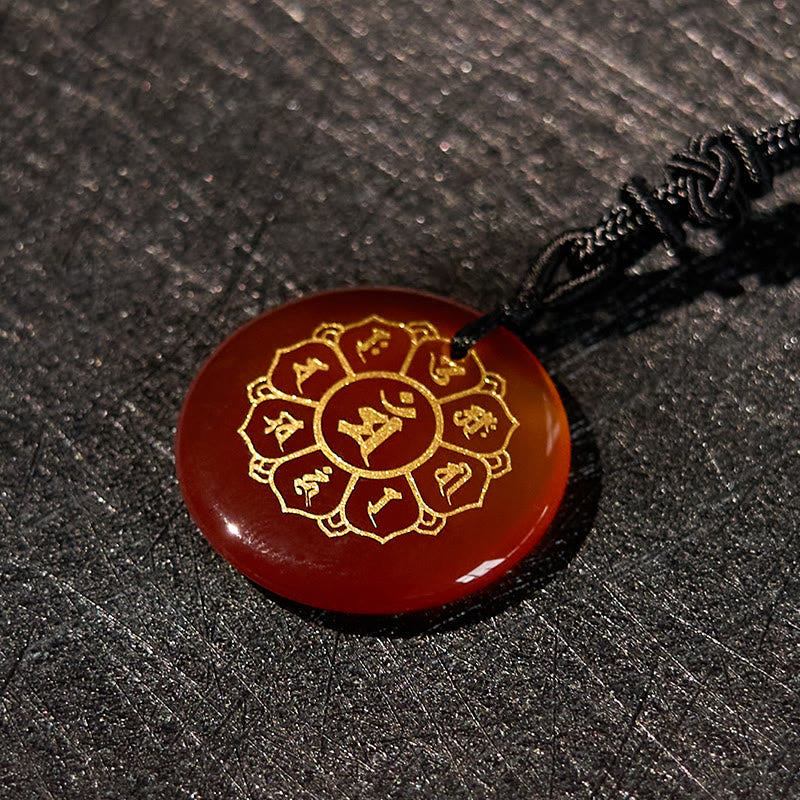 Buddha Stones Om Mani Padme Hum Natural Various Crystal Black Obsidian Strength Necklace Pendant - image 25