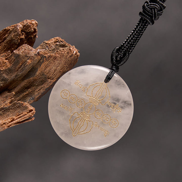 Buddha Stones Vajra Dorje Sanskrit Pattern Natural Various Crystal Black Obsidian Fulfilment Necklace Pendant - image 9