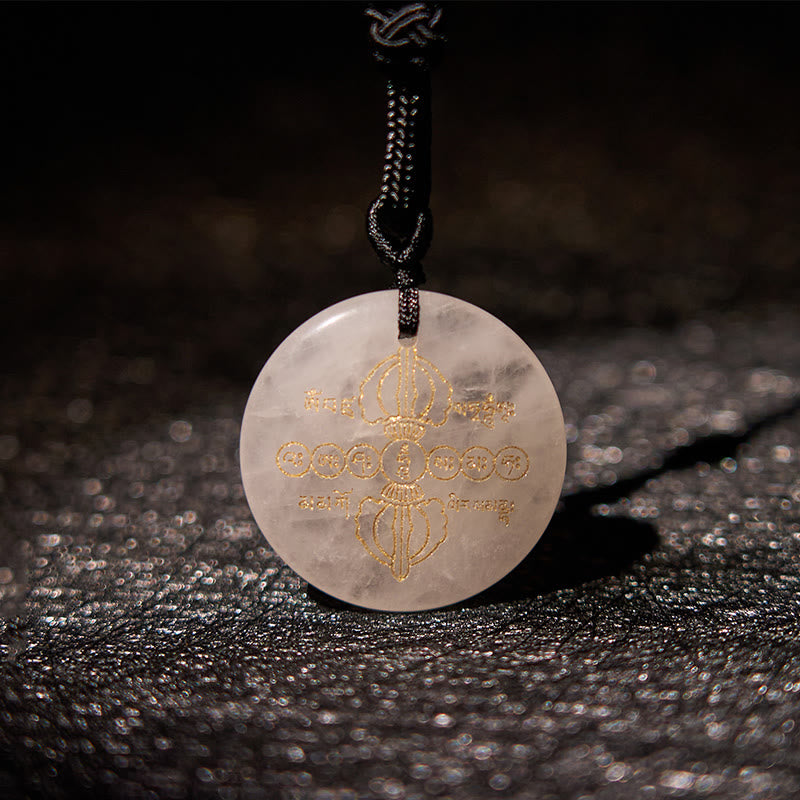 Buddha Stones Vajra Dorje Sanskrit Pattern Natural Various Crystal Black Obsidian Fulfilment Necklace Pendant - image 8