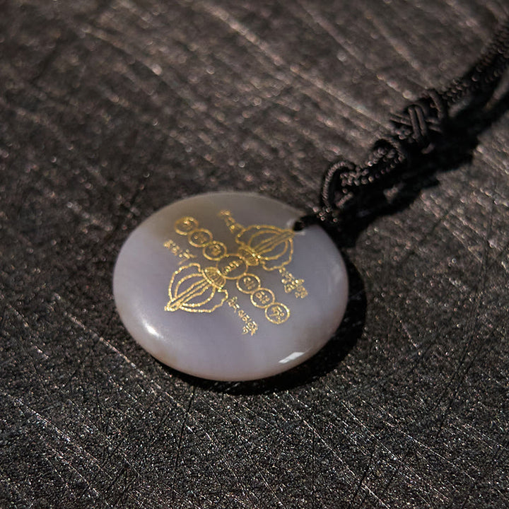 Buddha Stones Vajra Dorje Sanskrit Pattern Natural Various Crystal Black Obsidian Fulfilment Necklace Pendant - image 30