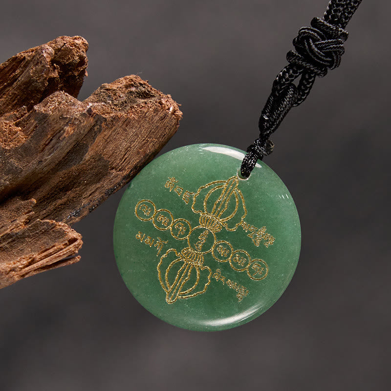 Buddha Stones Vajra Dorje Sanskrit Pattern Natural Various Crystal Black Obsidian Fulfilment Necklace Pendant - image 14