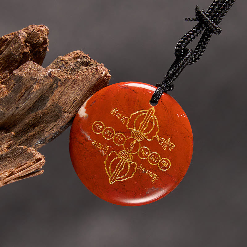 Buddha Stones Vajra Dorje Sanskrit Pattern Natural Various Crystal Black Obsidian Fulfilment Necklace Pendant - image 20