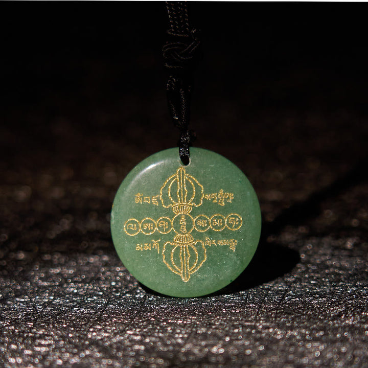 Buddha Stones Vajra Dorje Sanskrit Pattern Natural Various Crystal Black Obsidian Fulfilment Necklace Pendant - image 13