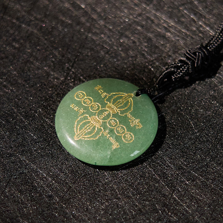 Buddha Stones Vajra Dorje Sanskrit Pattern Natural Various Crystal Black Obsidian Fulfilment Necklace Pendant - image 15