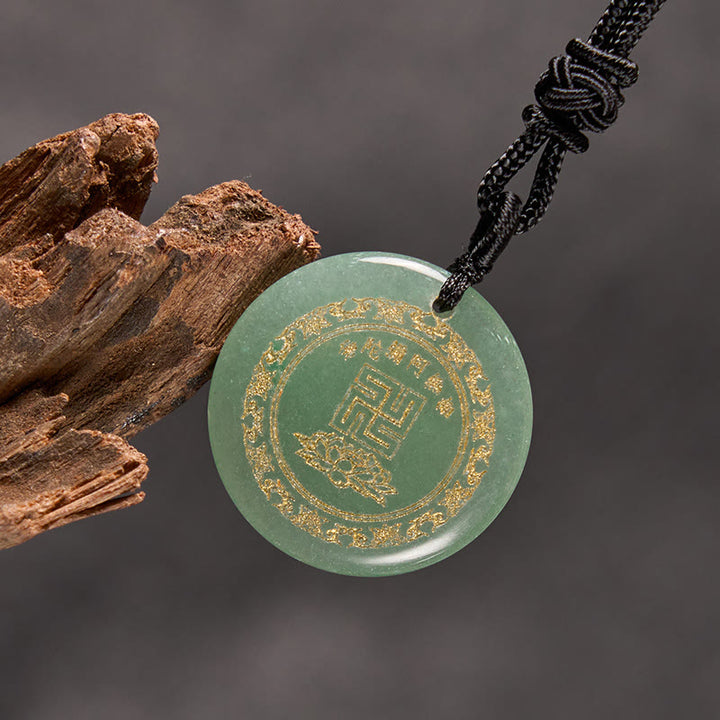 Buddha Stones Swastika Lotus Pattern Natural Various Crystal Black Obsidian Purification Necklace Pendant - image 14