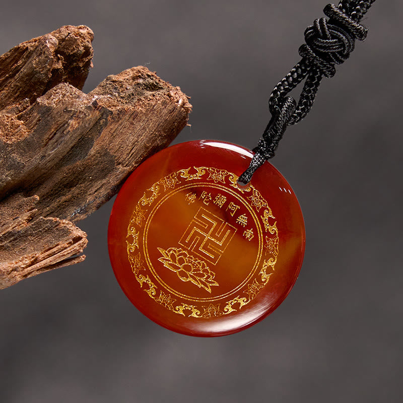 Buddha Stones Swastika Lotus Pattern Natural Various Crystal Black Obsidian Purification Necklace Pendant - image 27