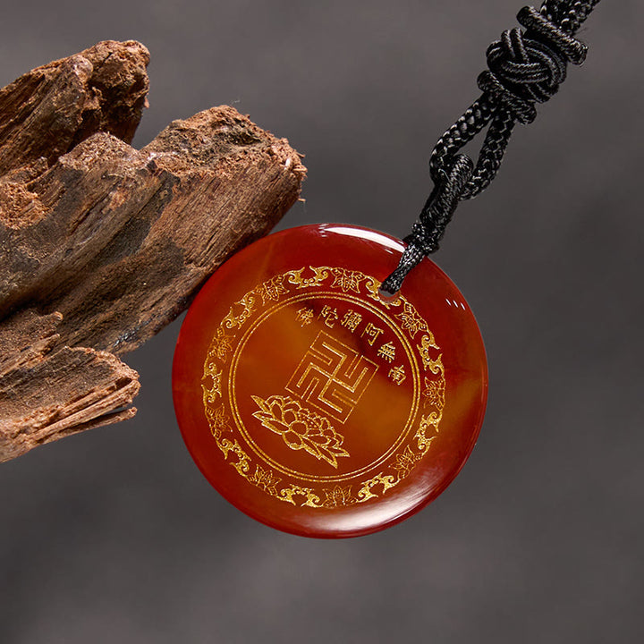 Buddha Stones Swastika Lotus Pattern Natural Various Crystal Black Obsidian Purification Necklace Pendant - image 27