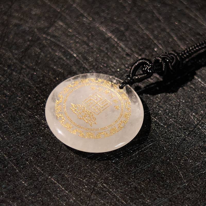 Buddha Stones Swastika Lotus Pattern Natural Various Crystal Black Obsidian Purification Necklace Pendant - image 7