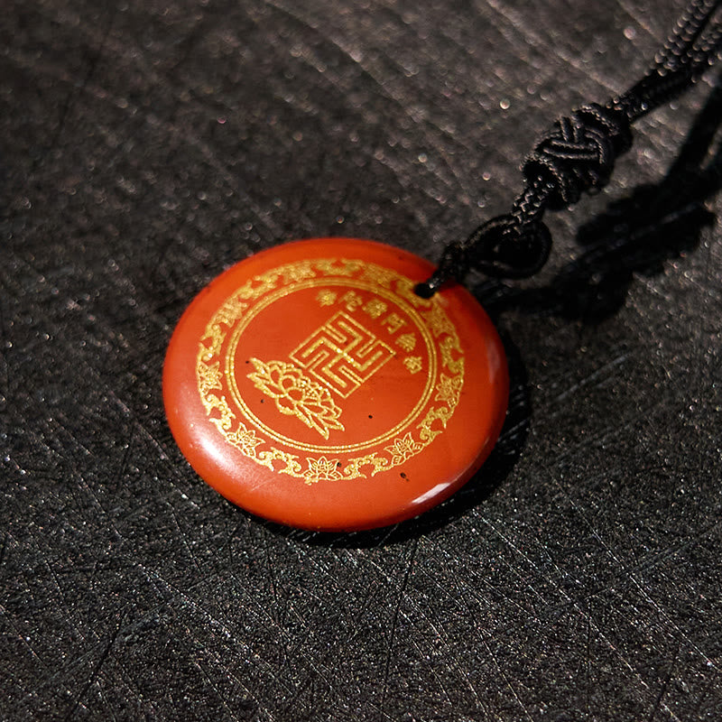 Buddha Stones Swastika Lotus Pattern Natural Various Crystal Black Obsidian Purification Necklace Pendant - image 22