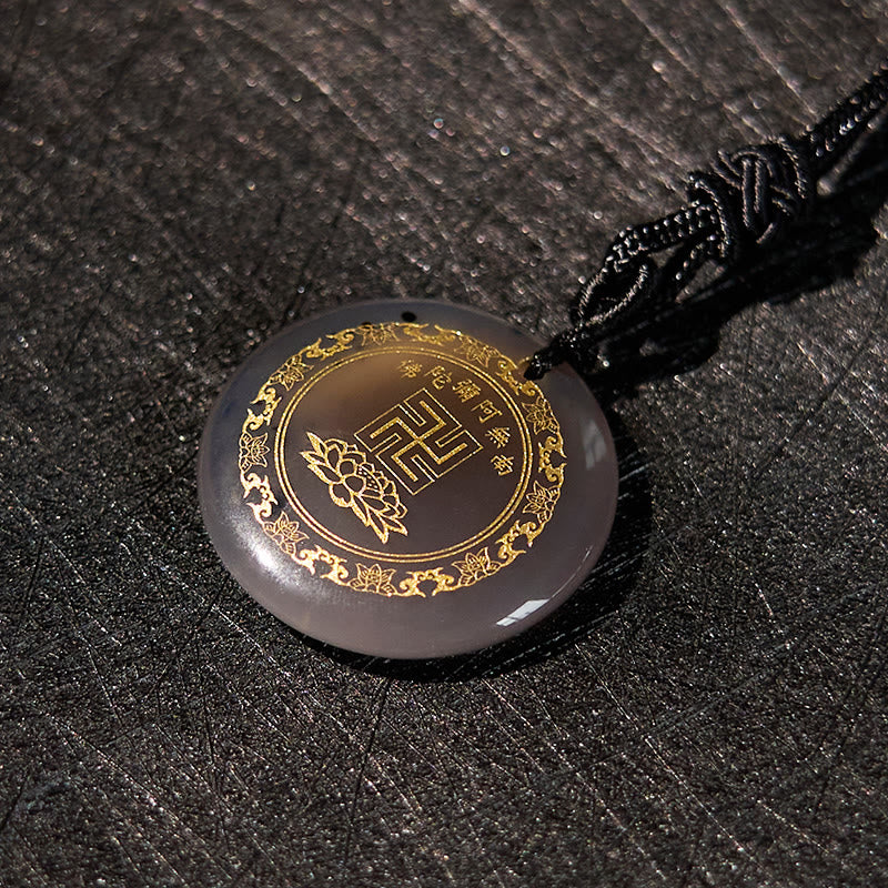 Buddha Stones Swastika Lotus Pattern Natural Various Crystal Black Obsidian Purification Necklace Pendant - image 34