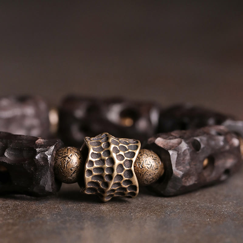 Buddha Stones Ebony Wood Copper Brass Calm Bracelet - image 2