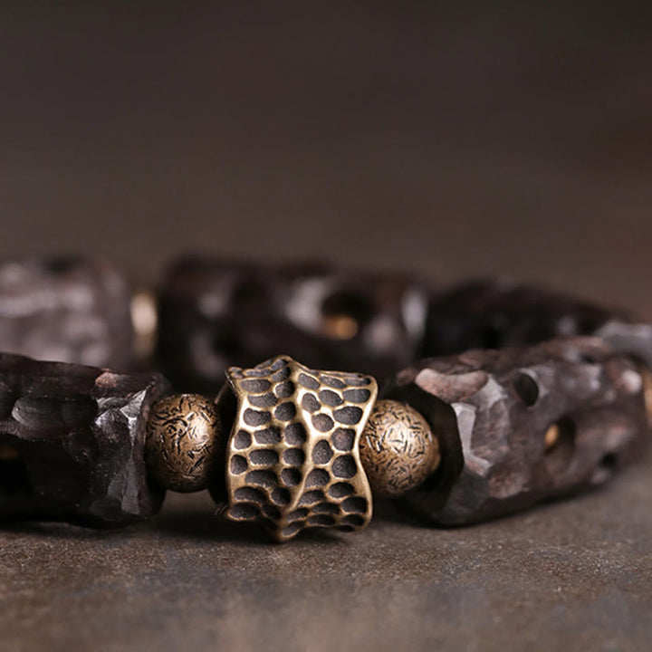 Buddha Stones Ebony Wood Copper Brass Calm Bracelet - image 2