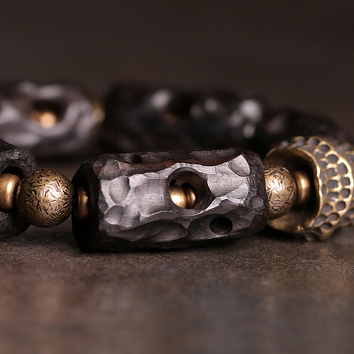 Buddha Stones Ebony Wood Copper Brass Calm Bracelet - image 3