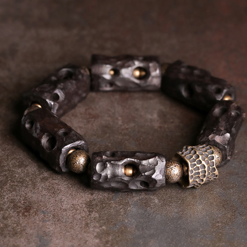 Buddha Stones Ebony Wood Copper Brass Calm Bracelet - image 1