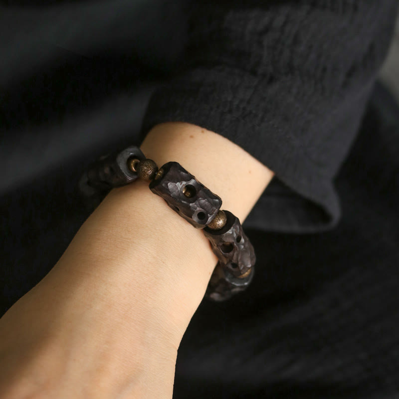Buddha Stones Ebony Wood Copper Brass Calm Bracelet - image 4