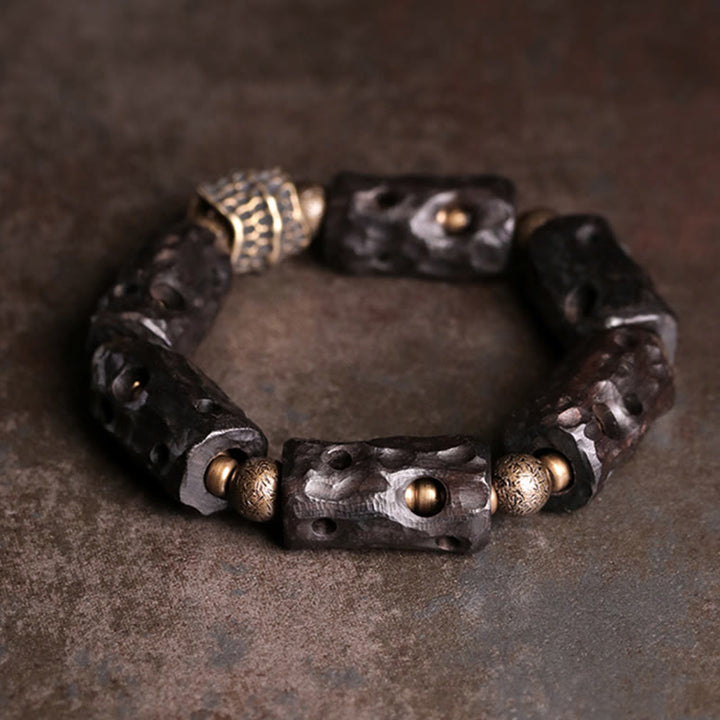 Buddha Stones Ebony Wood Copper Brass Calm Bracelet - Ebony Wood Brass(Wrist Circumference: 17-17.5cm) - image 0