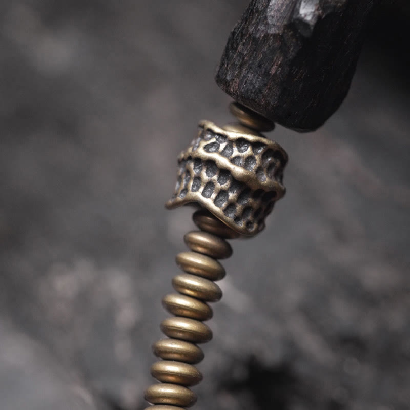 Buddha Stones Ebony Wood Copper Brass Red Agate Peace Double Wrap Bracelet - image 4