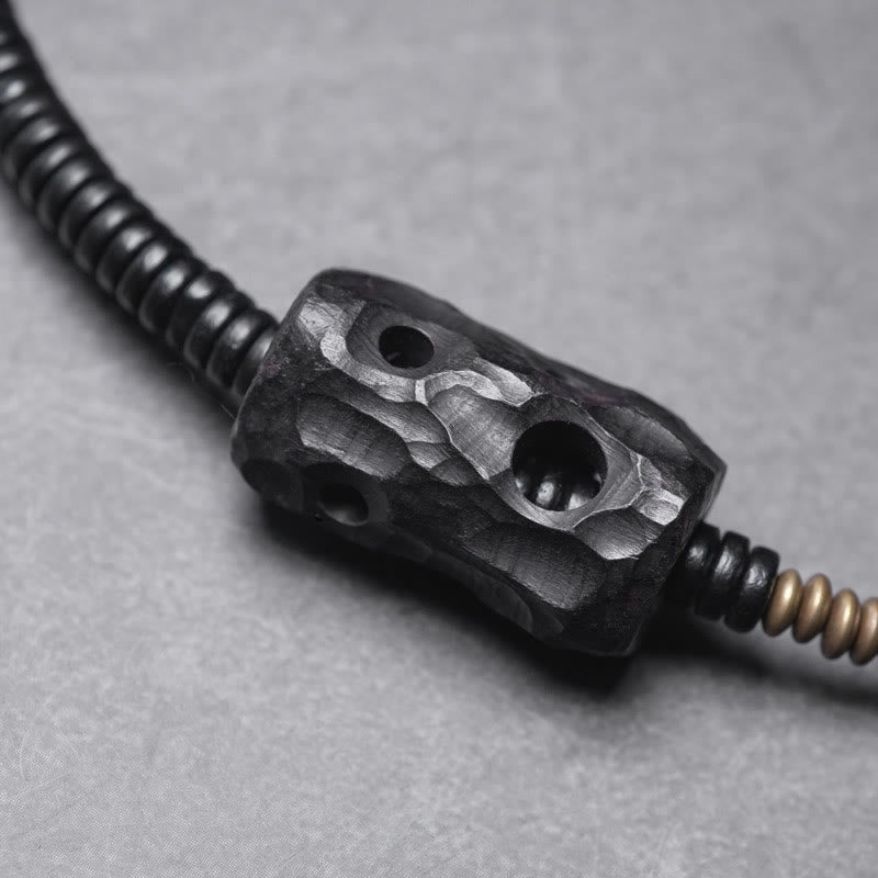 Buddha Stones Ebony Wood Copper Brass Red Agate Peace Double Wrap Bracelet - image 3