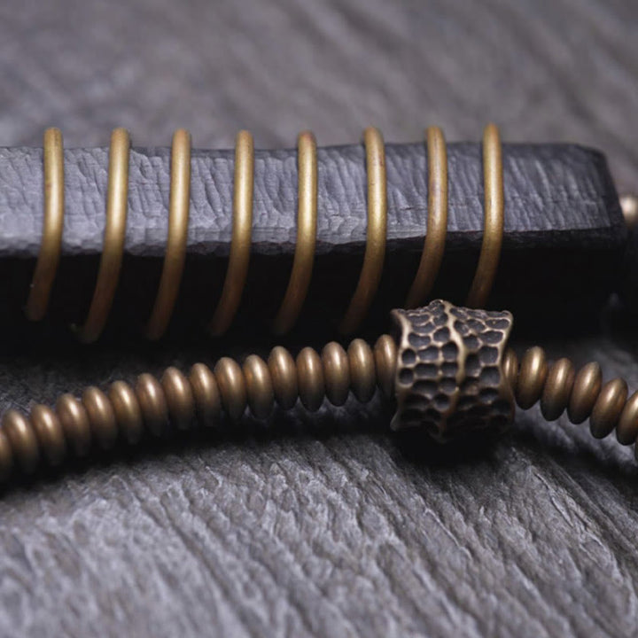 Buddha Stones Ebony Wood Copper Brass Red Agate Peace Double Wrap Bracelet - image 13