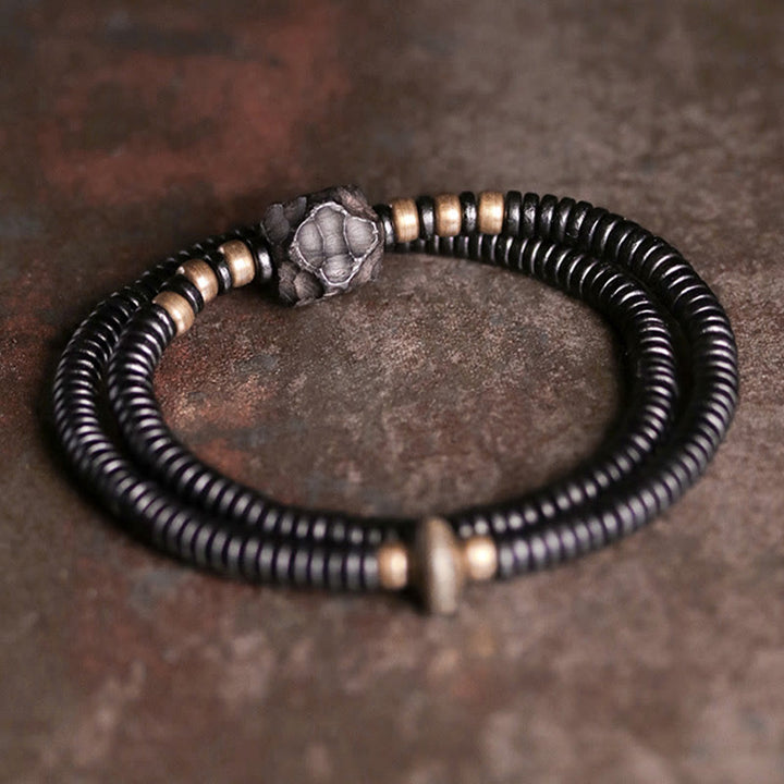Buddha Stones Ebony Wood Copper Brass Peace Double Wrap Bracelet - image 8