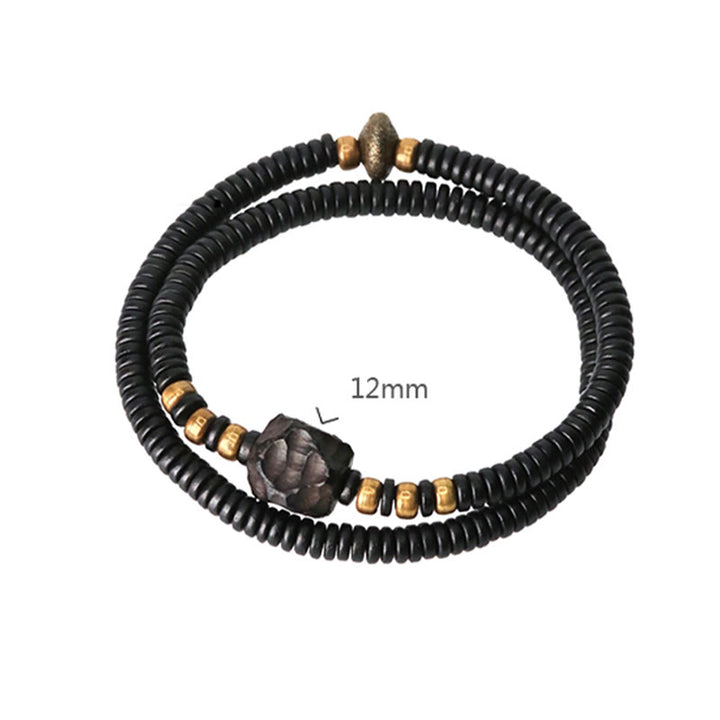 Buddha Stones Ebony Wood Copper Brass Peace Double Wrap Bracelet - image 13