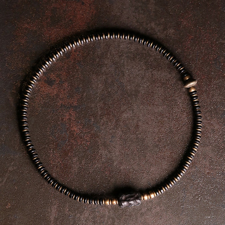 Buddha Stones Ebony Wood Green Sandalwood Copper Brass Calm Double Wrap Bracelet - image 3