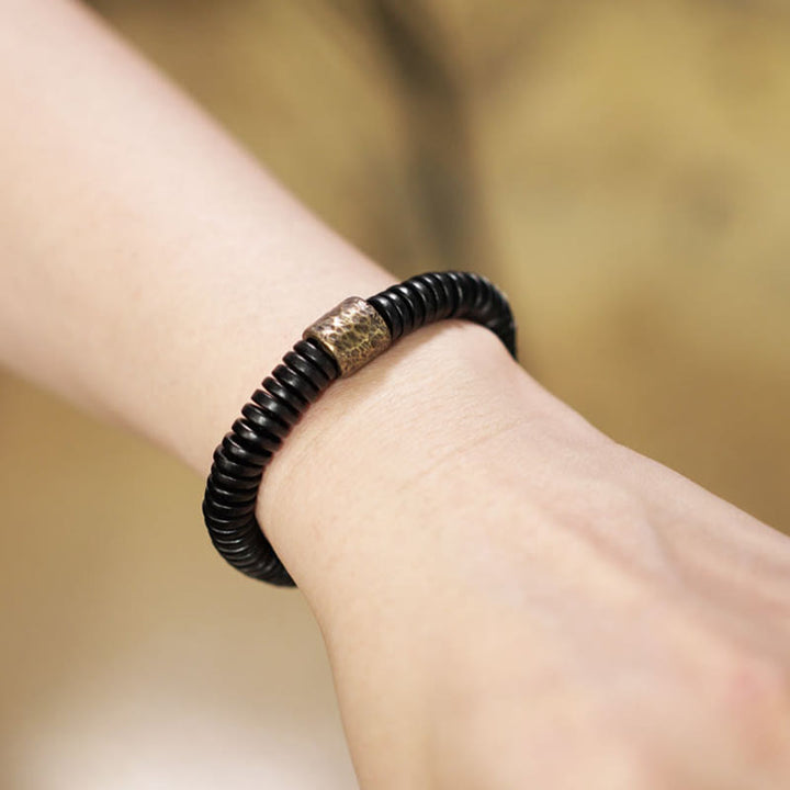 Buddha Stones Ebony Wood Copper Brass Calm Bracelet - image 10