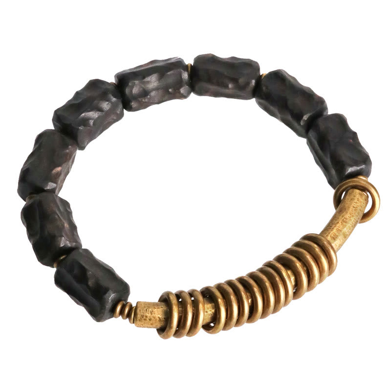 Buddha Stones Ebony Wood Copper Brass Circular Ring Peace Bracelet - image 10