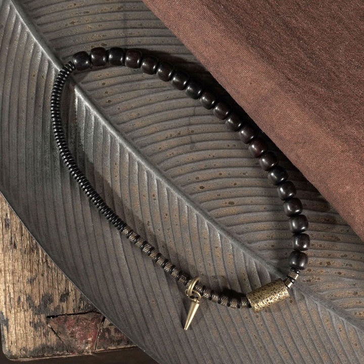 Buddha Stones Ebony Wood Copper Brass Vintage Bead Cone Double Wrap Balance Bracelet - image 10