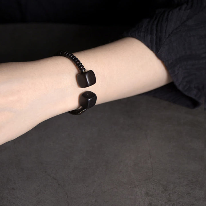 Buddha Stones Ebony Wood Green Sandalwood Cube Balance Bracelet - image 4