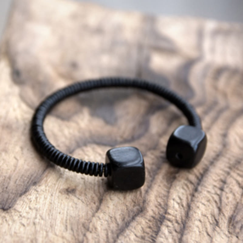 Buddha Stones Ebony Wood Green Sandalwood Cube Balance Bracelet - image 1