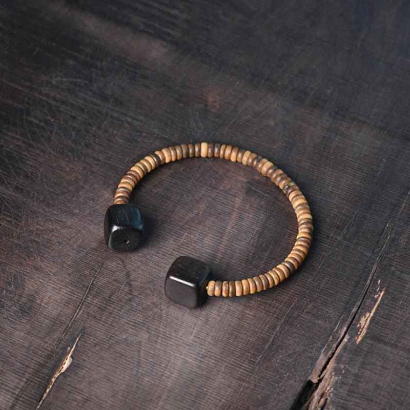 Buddha Stones Ebony Wood Green Sandalwood Cube Balance Bracelet - image 19