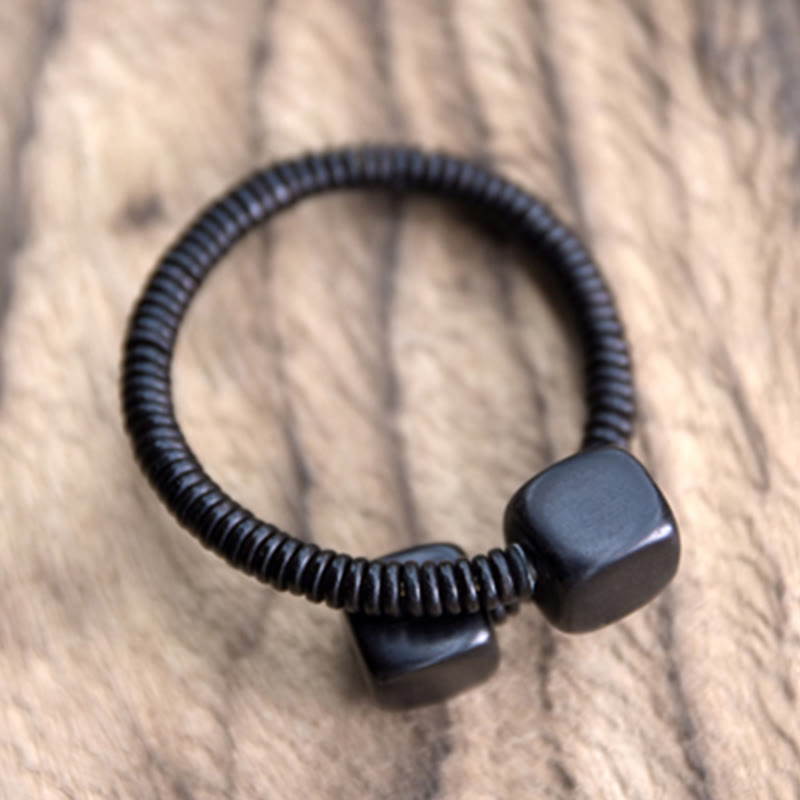 Buddha Stones Ebony Wood Green Sandalwood Cube Balance Bracelet - image 2