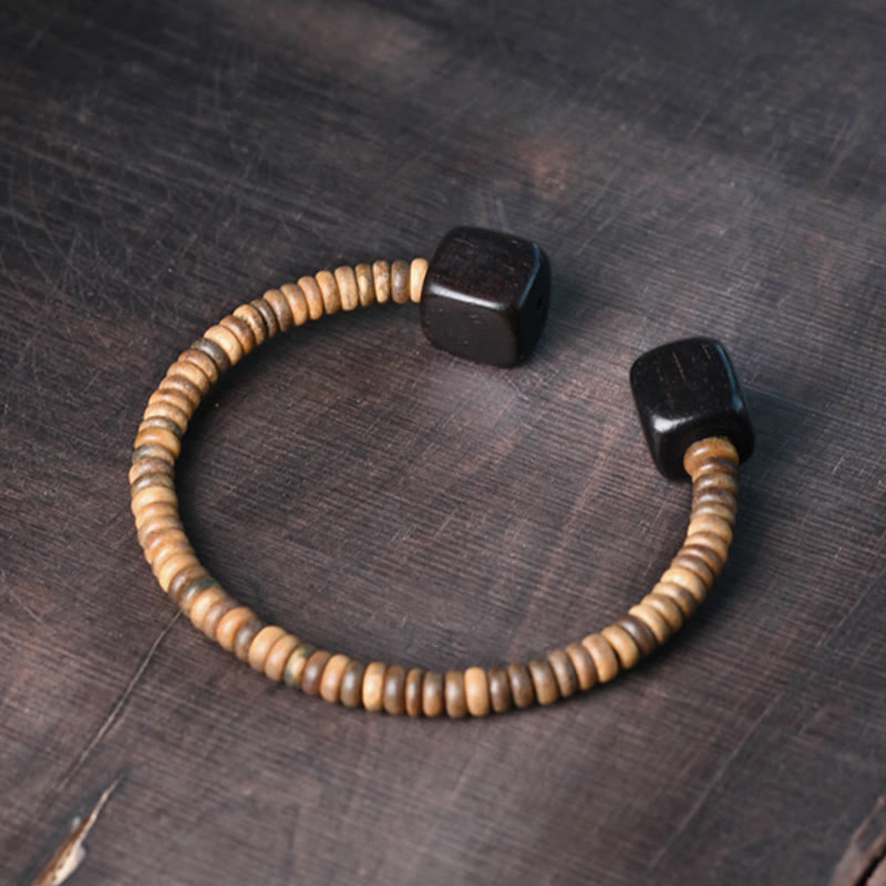 Buddha Stones Ebony Wood Green Sandalwood Cube Balance Bracelet - Green Sandalwood - 16-17cm - image 17