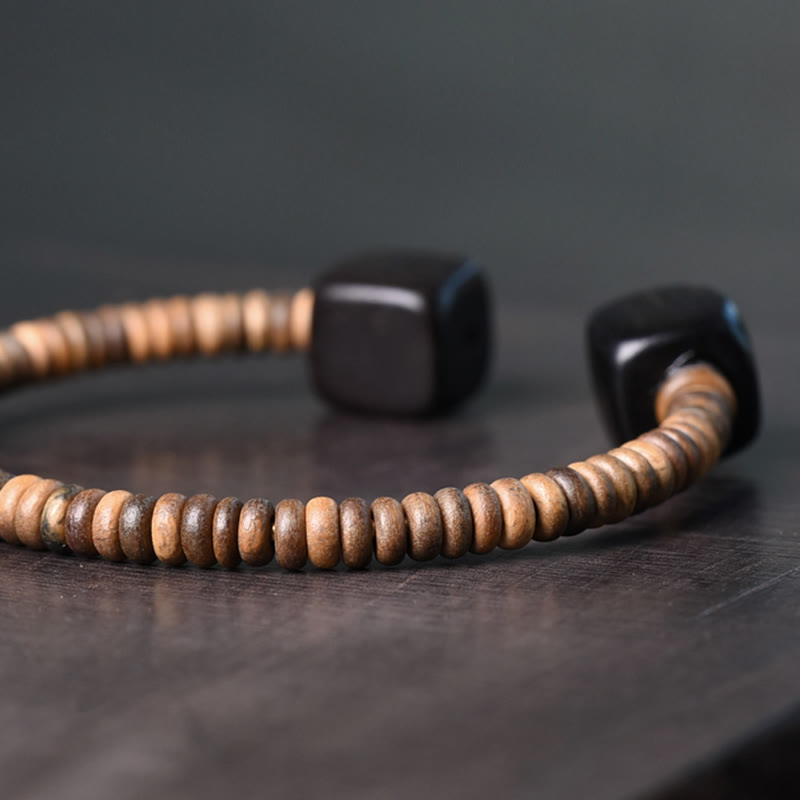 Buddha Stones Ebony Wood Green Sandalwood Cube Balance Bracelet - image 18
