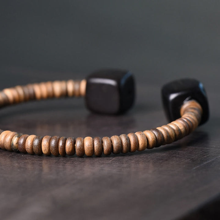 Buddha Stones Ebony Wood Green Sandalwood Cube Balance Bracelet - image 18