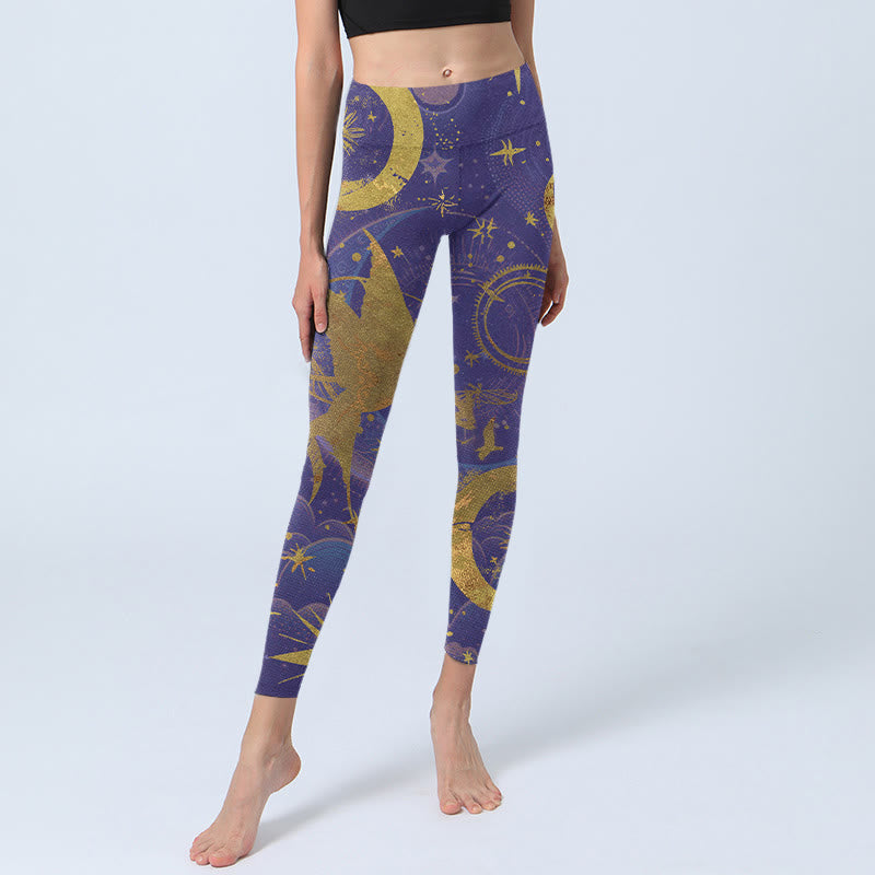 Buddha Stones Moon Sun Stars Print Gym Leggings Women's Yoga Pants - image 5