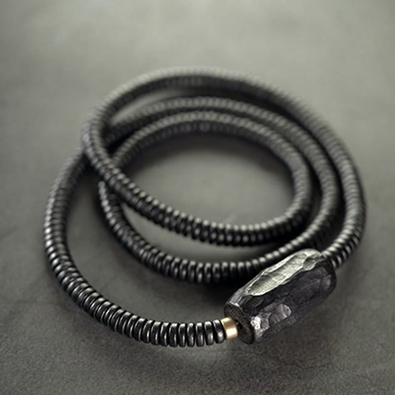 Buddha Stones Ebony Wood Copper Brass Balance Triple Wrap Bracelet - Ebony Wood - 17-17.5cm - image 0