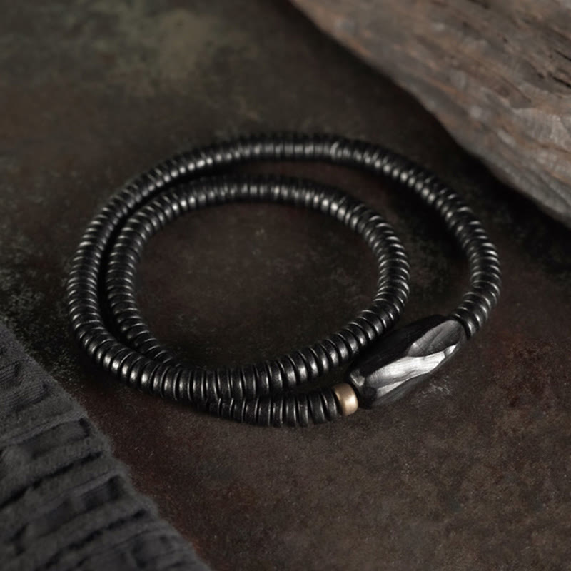 Buddha Stones Ebony Wood Copper Brass Balance Triple Wrap Bracelet - image 11