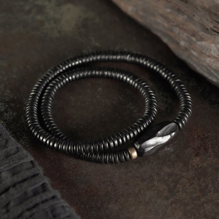 Buddha Stones Ebony Wood Copper Brass Balance Triple Wrap Bracelet - image 11