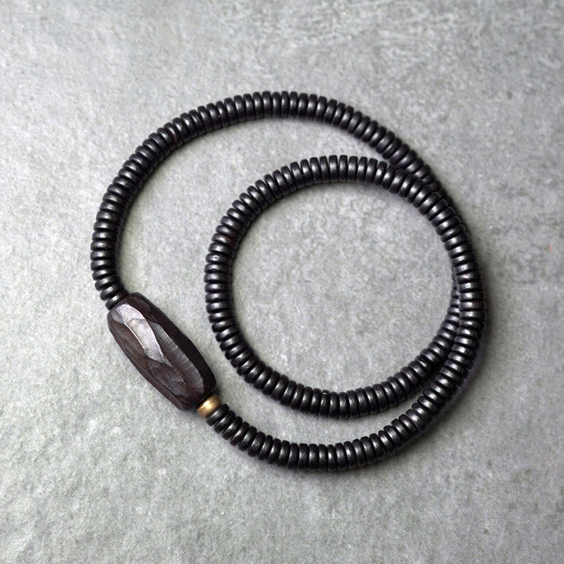 Buddha Stones Ebony Wood Copper Brass Balance Triple Wrap Bracelet - Brown Ebony Wood - 17-17.5cm - image 10