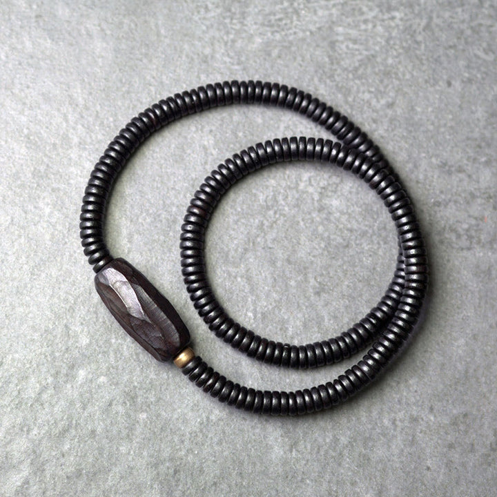 Buddha Stones Ebony Wood Copper Brass Balance Triple Wrap Bracelet - Brown Ebony Wood - 17-17.5cm - image 10