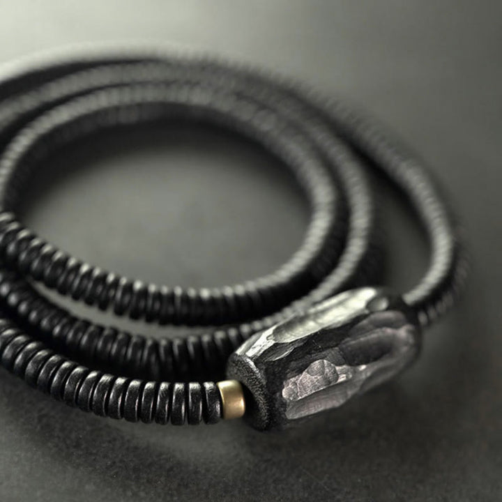 Buddha Stones Ebony Wood Copper Brass Balance Triple Wrap Bracelet - image 8