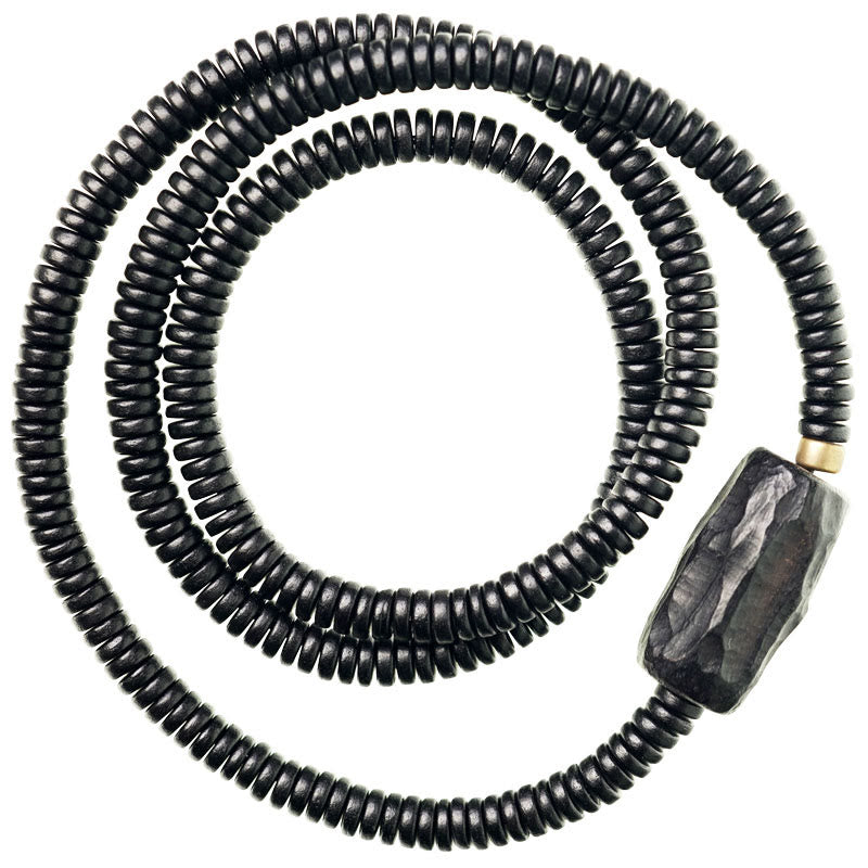 Buddha Stones Ebony Wood Copper Brass Balance Triple Wrap Bracelet - image 9